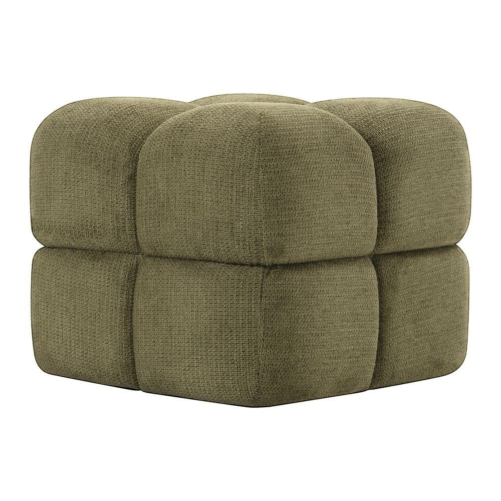 Pouf ZAGO STORE Rubik kaki en tissu texturé, assise d'appoint carrée au design moderne et confortable