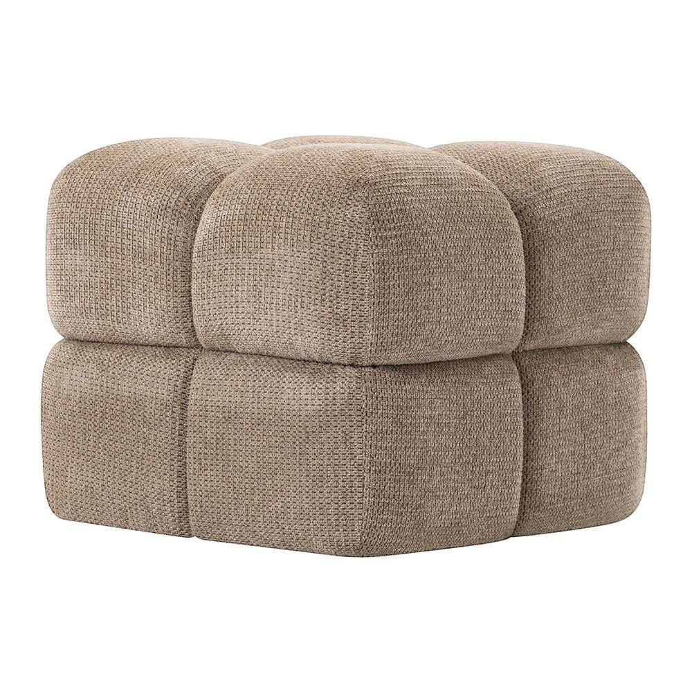 Pouf ZAGO STORE Rubik camel en tissu texturé au design cubique moderne et confortable