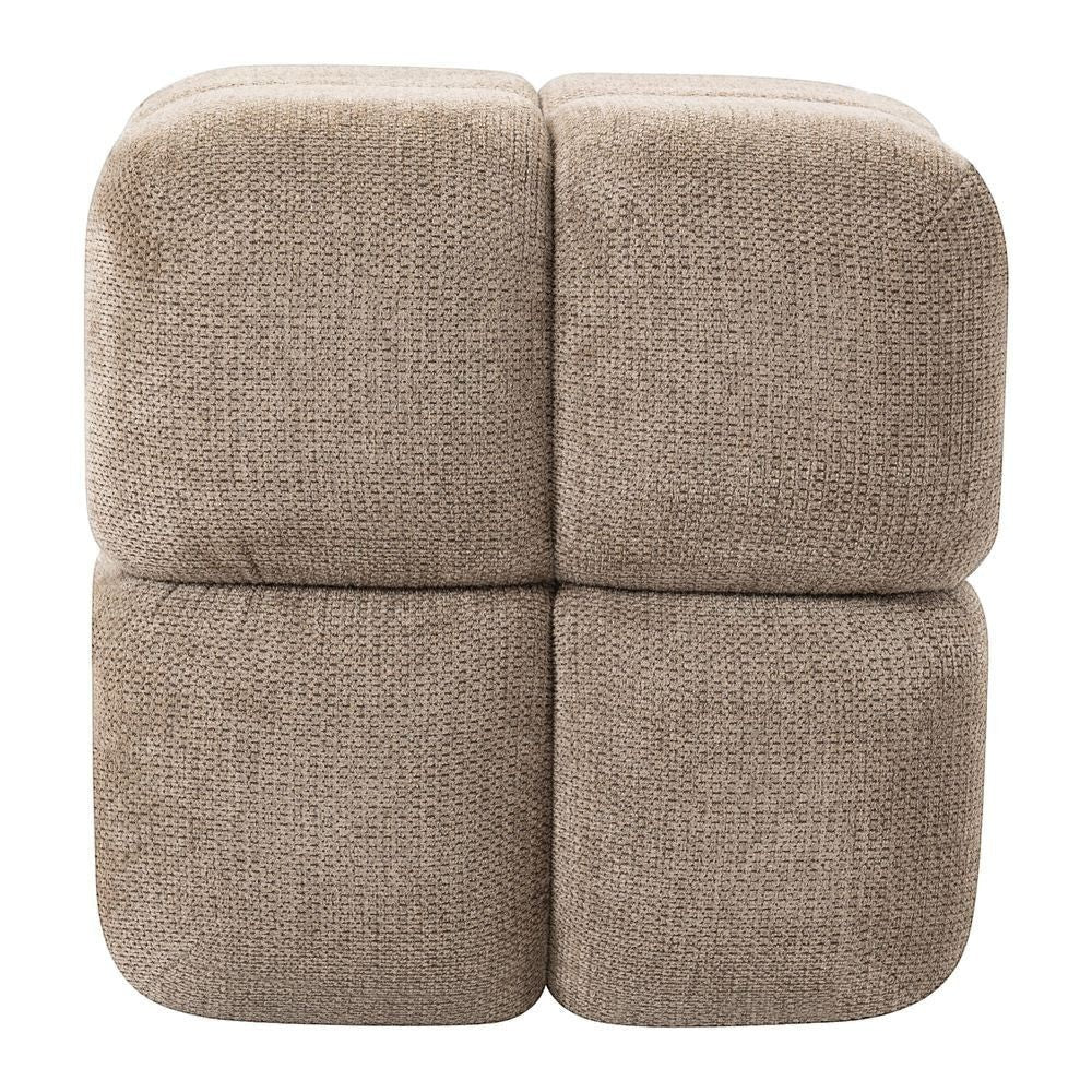 Pouf ZAGO STORE Rubik en tissu texturé camel, assise d'appoint carrée au design moderne et confortable.