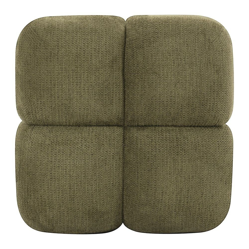 Pouf Rubik ZAGO STORE en tissu texturé kaki, assise d'appoint carrée au design moderne et confortable