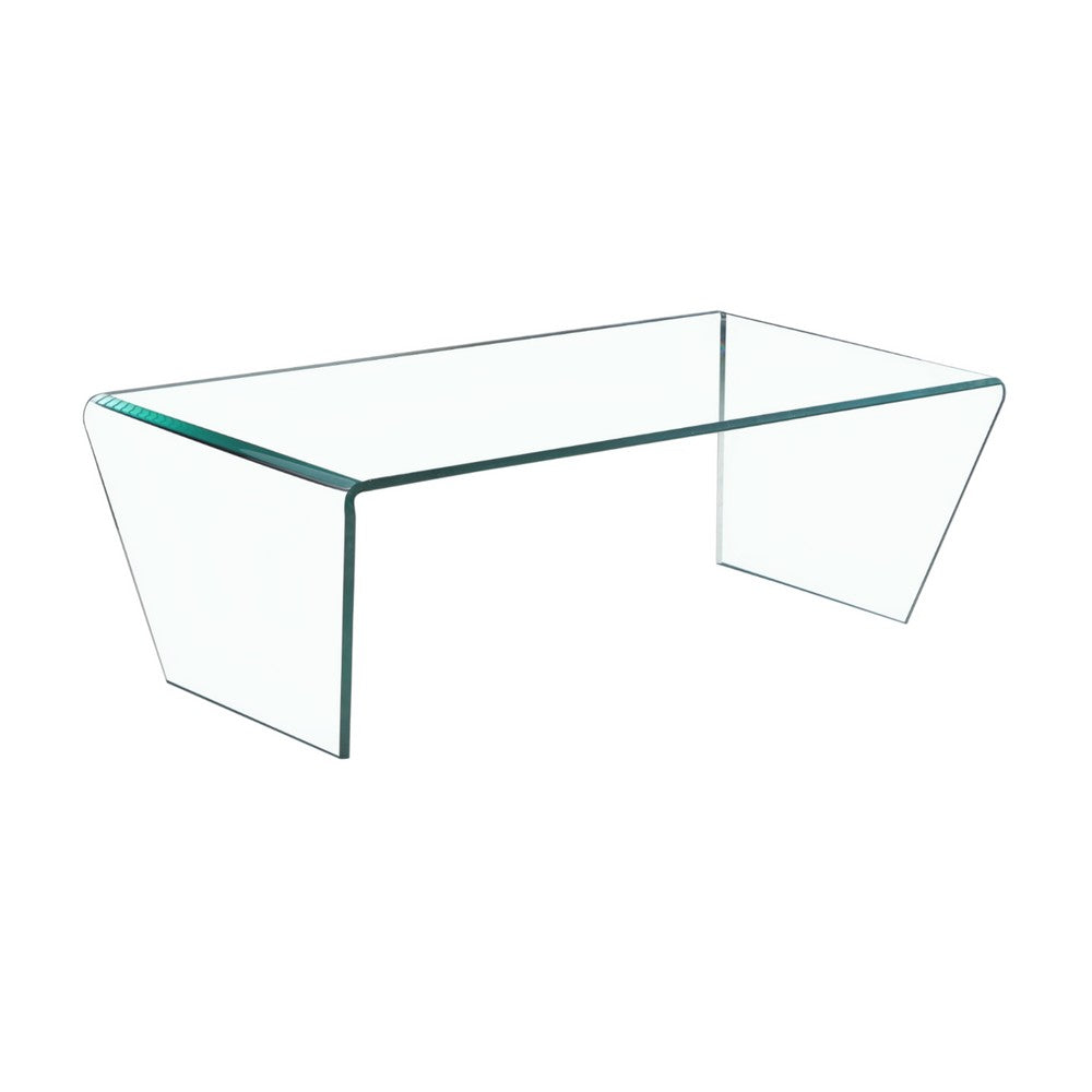 Table basse ZAGO STORE rectangulaire 120 cm en verre trempé transparent au design minimaliste et moderne