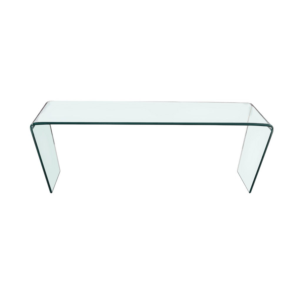Table basse ZAGO STORE rectangulaire 120 cm en verre trempé transparent au design minimaliste et épuré